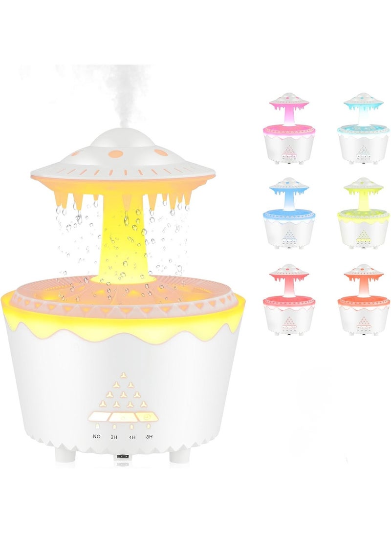 Rain Cloud Humidifier, Night Light Diffuser with Remote Waterfall, Cloud Rain Aromatherapy Essential Oil Diffuser, White Noise Air Humidifiers with 7 Colors LED Changing Lamp for Bedroom Desk - Image 2
